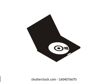 Software/CD installer. Simple icon in black and white.