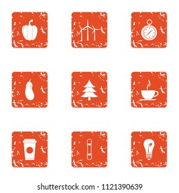 Softwood icons set. Grunge set of 9 softwood vector icons for web isolated on white background