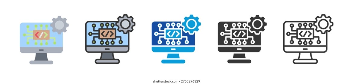 sofware development icon set multi style various collection