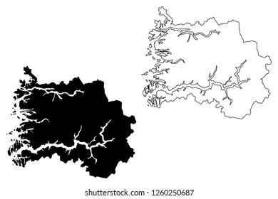 Sogn og Fjordane (Administrative divisions of Norway, Kingdom of Norway) map vector illustration, scribble sketch Sogn og Fjordane fylke map