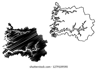 Sogn og Fjordane (Administrative divisions of Norway, Kingdom of Norway) map vector illustration, scribble sketch Sogn og Fjordane fylke map