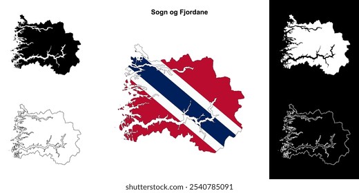 Sogn og Fjordane county outline map set