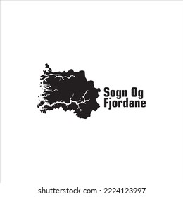 Sogn Og Fjordane map and black lettering design on white background