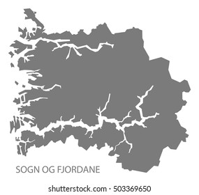 Sogn og Fjordane Norway Map grey