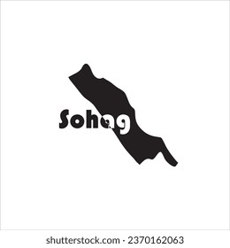 Sohag-Karte und schwarzes Buchstabendesign auf weißem Hintergrund