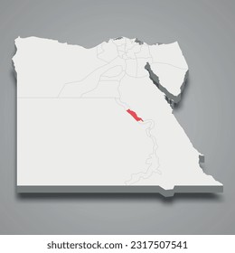 Sohag region location within Egypt 3d isometric map