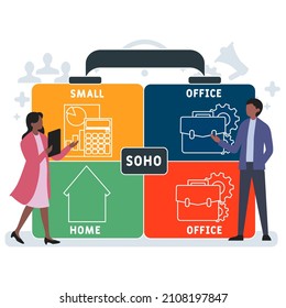 SOHO - Small Office Home Office acronym. business concept background. vector illustration concept with keywords and icons. lettering illustration with icons for web banner, flyer, landing pag