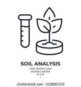 Soil analysis concept editable stroke outline icon isolated on white background flat vector illustration. Pixel perfect. 64 x 64.