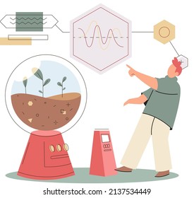 Análisis del suelo y control de metáforas o estructuras de contaminación de la tierra. Muestra de la estructura de la capa subterránea de la composición del microorganismo de nutrientes. Ensayo de laboratorio del suelo. Estado de los niveles de medición científicos