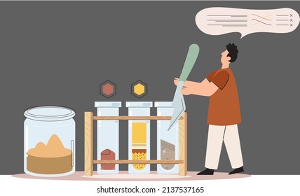 Soil analysis and earth pollution metaphor or structure control. Nutrients microorganism composition research ground layer structure sample. Soil laboratory test. Scientist measuring levels status