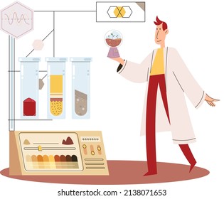 Soil analysis and earth pollution metaphor or structure control. Nutrients microorganism composition research ground layer structure sample. Soil laboratory test. Scientist measuring levels status