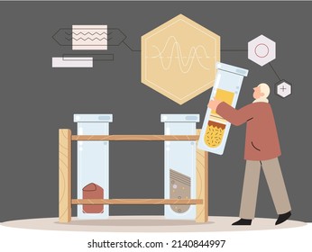 Soil analysis and earth pollution metaphor or structure control. Nutrients microorganism composition research ground layer structure sample. Soil laboratory test. Scientist measuring levels status