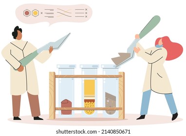 Análisis del suelo y control de metáforas o estructuras de contaminación de la tierra. Muestra de la estructura de la capa subterránea de la composición del microorganismo de nutrientes. Ensayo de laboratorio del suelo. Estado de los niveles de medición científicos