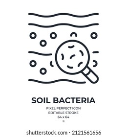 Soil bacteria editable stroke outline icon isolated on white background flat vector illustration. Pixel perfect. 64 x 64.