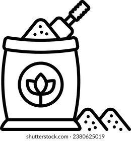 Soil Booster Vermicompost diseño de icono de contorno vectorial, símbolo de jardín y jardinería, signo de granja e planta, ilustración de material de agricultura y horticultura, concepto de estiércol orgánico