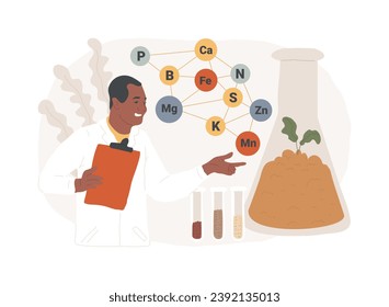 Soil chemistry isolated concept vector illustration. Soil chemical analysis, bioremediation, environmental problem, laboratory service, pollution level, agricultural chemistry vector concept.