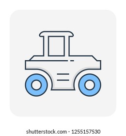 Soil compaction and equipment icon, editable stroke.