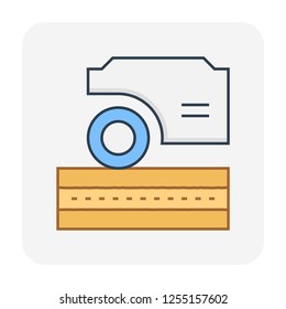 Soil compaction and equipment icon, editable stroke.
