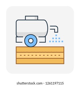 Soil compaction and equipment icon, editable stroke.