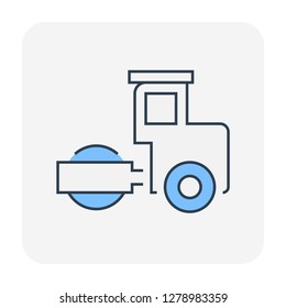 Soil compaction and equipment icon, editable stroke.