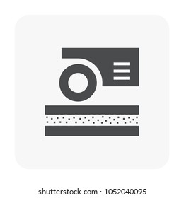 Soil compaction and equipment icon on white.