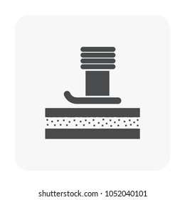 Soil compaction and equipment icon on white.