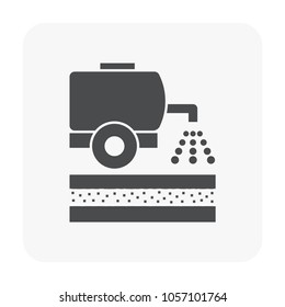 Soil compaction and equipment icon on white.