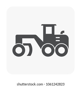 Soil compaction and equipment icon on white.