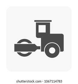 Soil compaction and equipment icon on white.