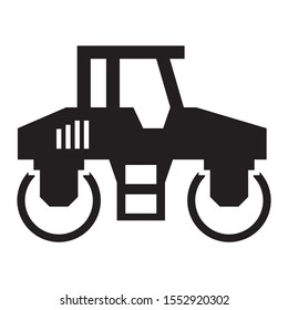 Soil compactor Design, Tandem Vibratory Rollers Vector Icon Concept