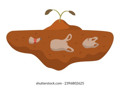 Soil Contaminated by Plastic Waste Vector Illustration