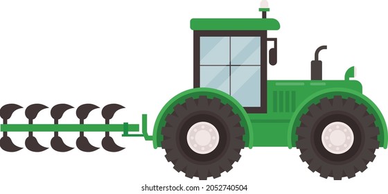 Soil Cultivator Tractor Concept, Soil Leveling Machine Vector Icon Design, Agricultural machinery Symbol, Industrial agriculture Vehicles Sign, Farming equipment Stock illustration