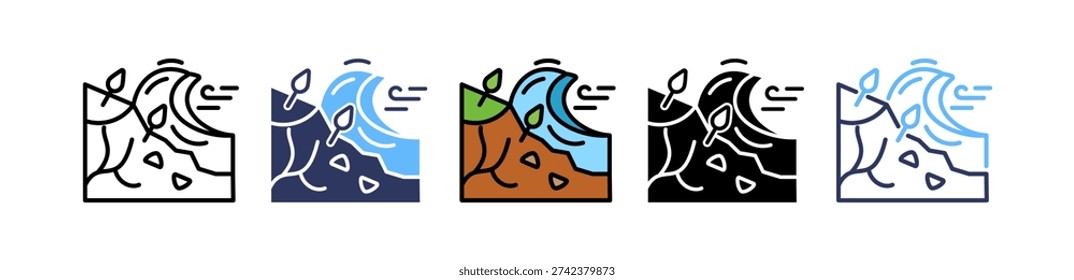 Soil Erosion Icon Multiple Vector Illustration