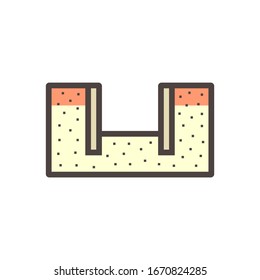 Soil excavation hole and sheet pile vector icon design.