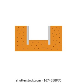 Soil excavation hole and sheet pile vector icon design.