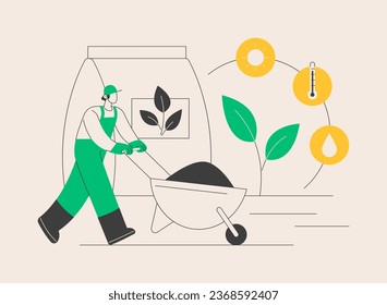 Soil fertility abstract concept vector illustration. Soil productivity, available nutrients, conservation tillage, crop rotation, organic fertilizer, farming and plant growth abstract metaphor.