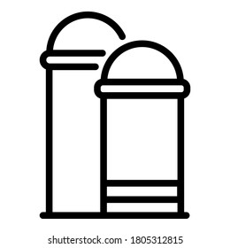 Icono de fertilizante de suelo. Esquema del icono del vector del fertilizante del suelo para el diseño web aislado en fondo blanco