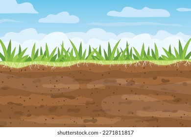 soil and grass against blue sky- vector illustration