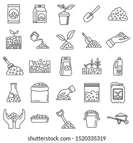 Soil ground icons set. Outline set of soil ground vector icons for web design isolated on white background