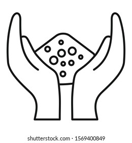 Soil hands icon. Outline soil hands vector icon for web design isolated on white background