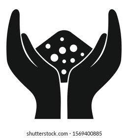 Soil in hands icon. Simple illustration of soil in hands vector icon for web design isolated on white background