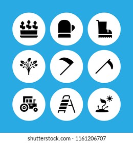 soil icon. 9 soil set with sprout, plants, farming and gardening and agriculture vector icons for web and mobile app