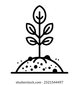 soil icon or modern line symbol. Vector line art and icon design with bold outline. Black and white Pixel Perfect minimalistic symbol isolated white background. Silhouette simple thin sign