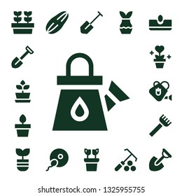 soil icon set. 17 filled soil icons.  Simple modern icons about  - Plants, Shovel, Plant, Watering can, Rake, Seed, Fertilization, Sow