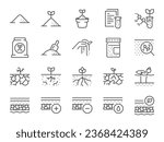 Soil icon set. It included dirt, land, soil, ground, clay, and more icons. Editable Vector Stroke.