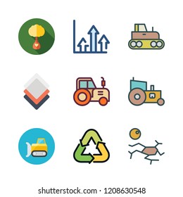 soil icon set. vector set about bulldozer, drought, tractor and ecologism icons set.