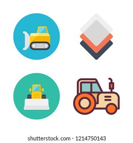 soil icon set. vector set about bulldozer, layers and tractor icons set.