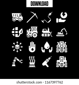 soil icon. This set with bulldozer, drop of water on hand, tractor and ecology vector icons for mobile and web
