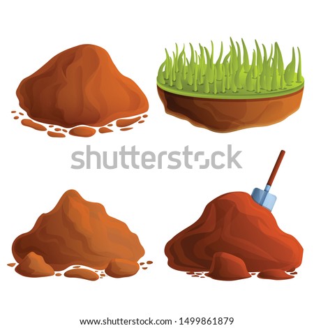 Soil icons set. Cartoon set of soil vector icons for web design