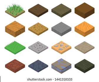 Soil icons set. Isometric set of soil vector icons for web design isolated on white background